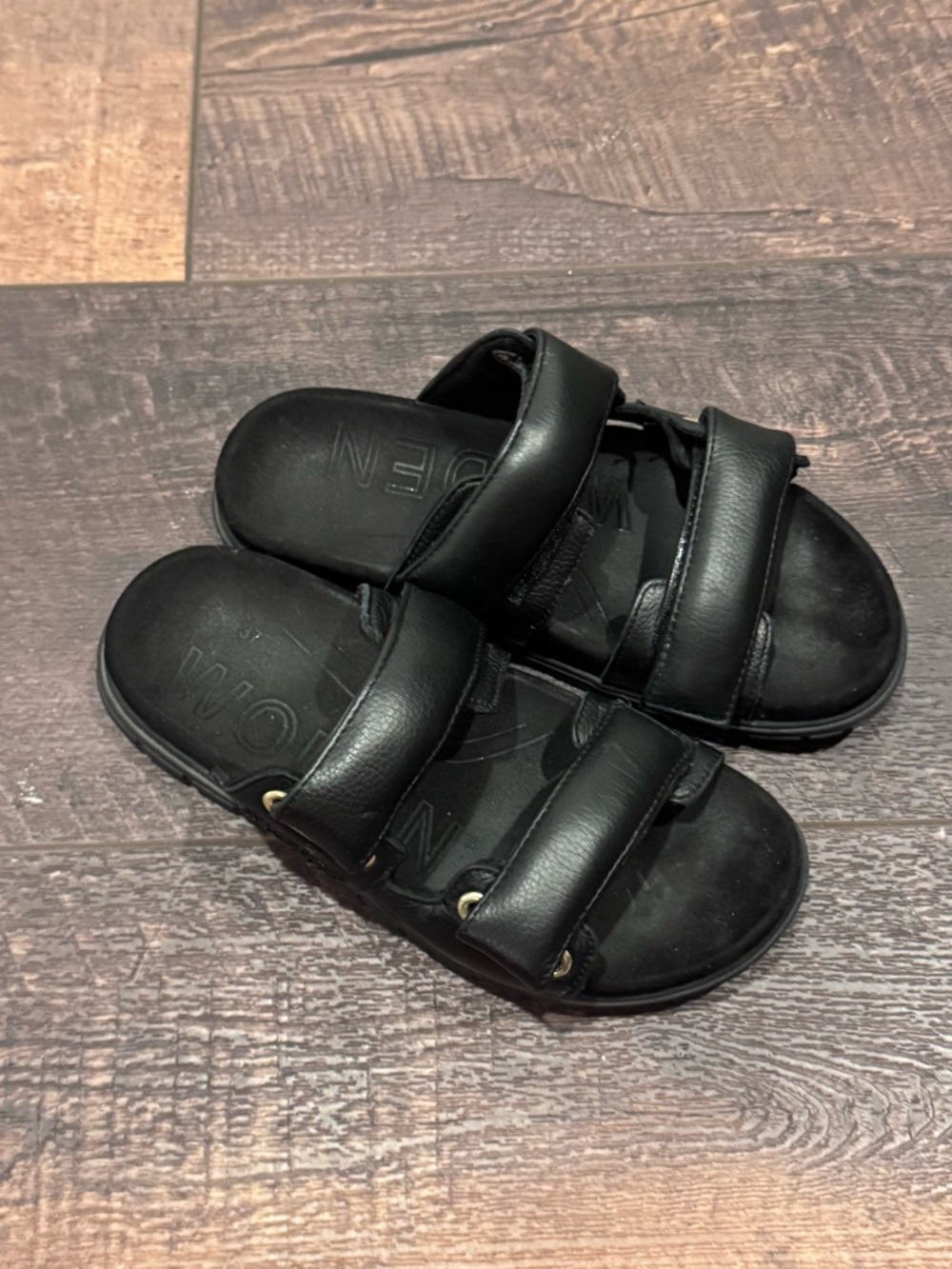 WODEN Chunky Platform Sandals EU 37 Black Double Strap Comfort Slide Minimalist